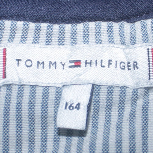Tommy Hilfiger Boys Navy Blue Pullover Hoodie 164 Cotton Logo Design