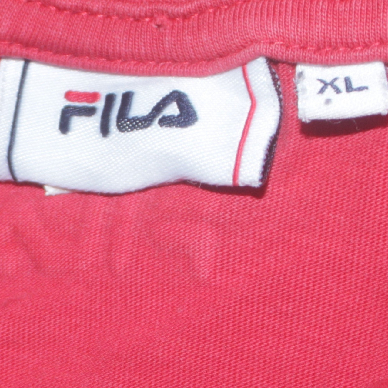 FILA Men’s Red White Navy Colourblock Crew Neck T-Shirt XL