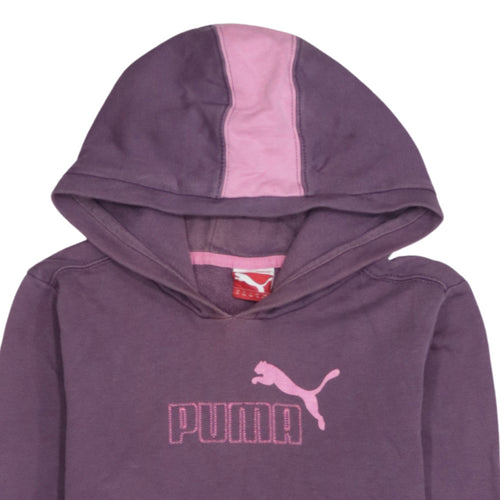 Puma Girls Purple Pullover Hoodie 14 Years Logo Sportswear