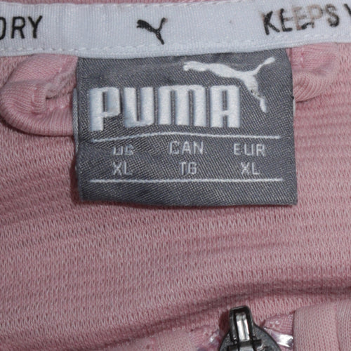 Puma Womens Pink Full Zip Hoodie Sweatshirt XL Lightweight Hooded