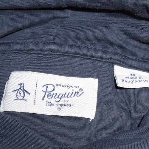 Original Penguin Men's Blue Pullover Hoodie Size M Fleece Cotton Blend