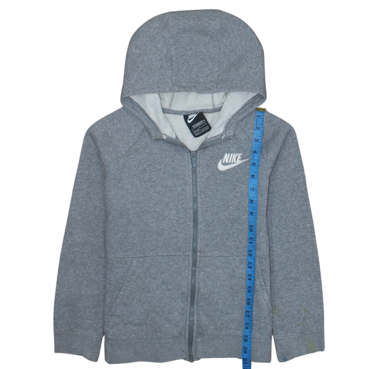 Nike Boys Grey Full Zip Hoodie L 146-156cm Standard Fit Hooded Sweatshirt