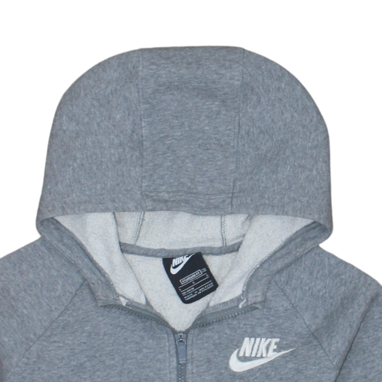 Nike Boys Grey Full Zip Hoodie L 146-156cm Standard Fit Hooded Sweatshirt