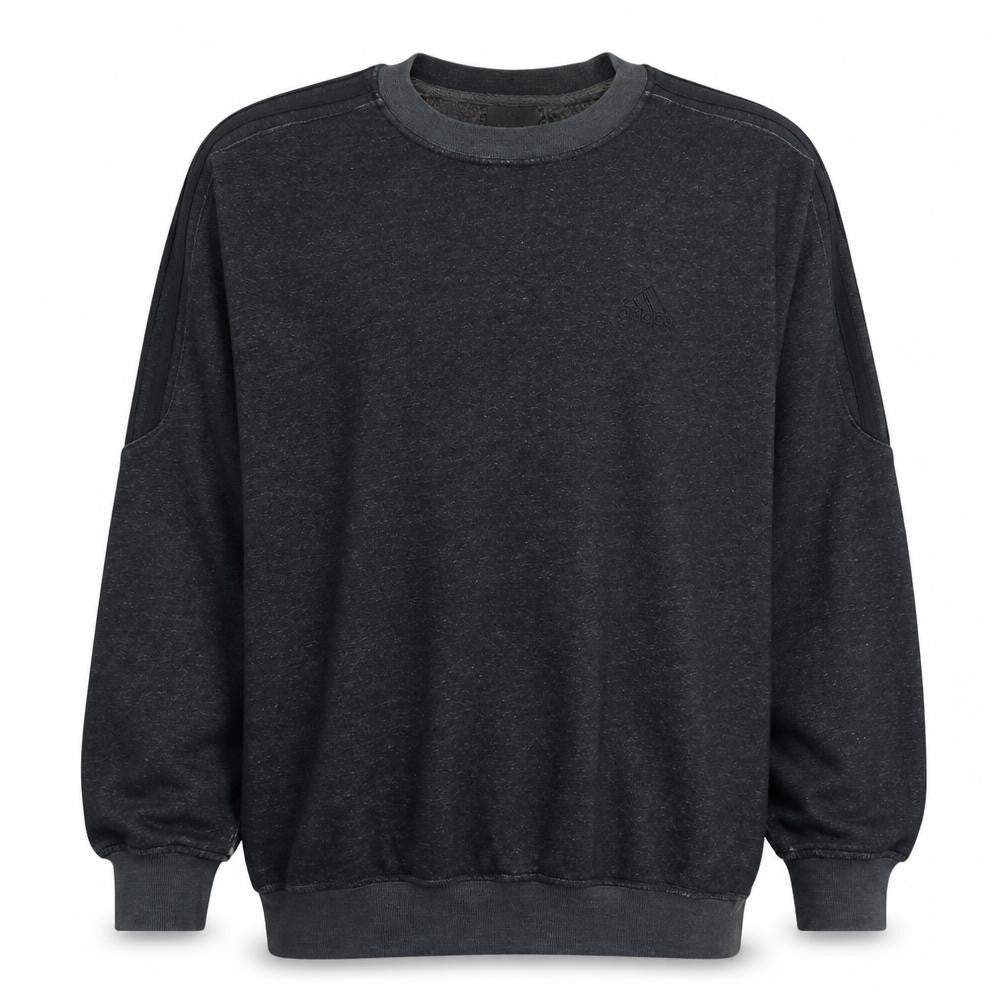 Front view of Adidas Men’s Black Crew Neck Pullover Sweatshirt, size L
