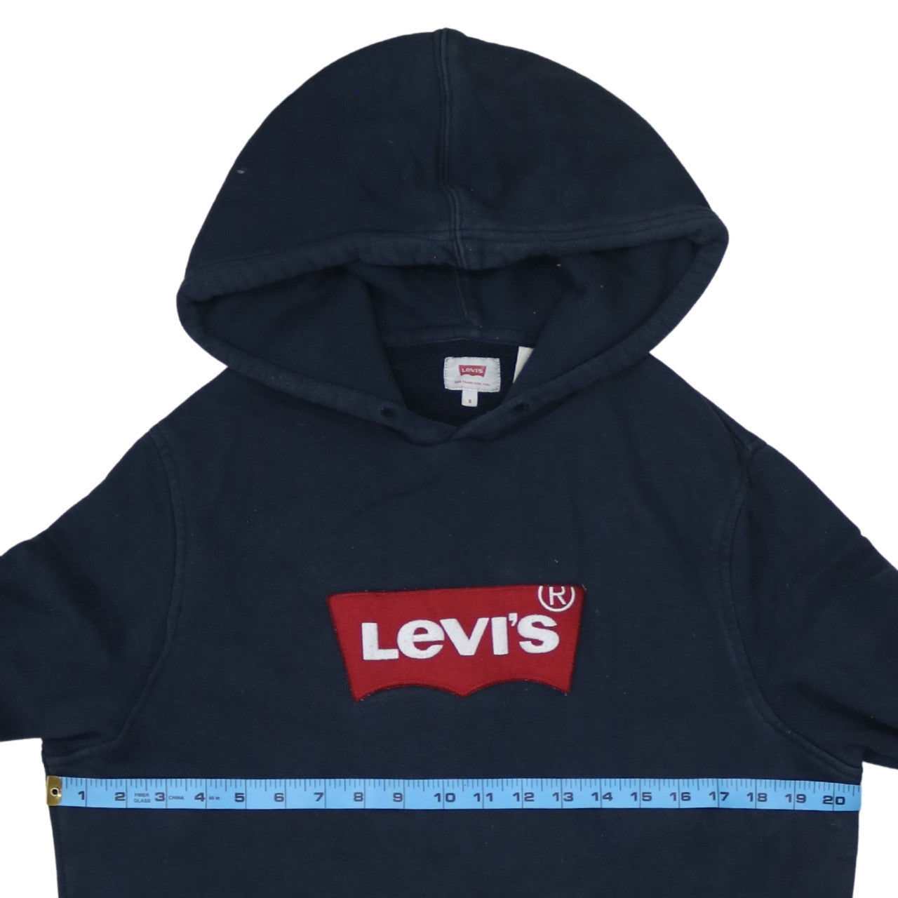Levi's Men's Blue Pullover Hoodie Small Logo Fleece Sweatshirt