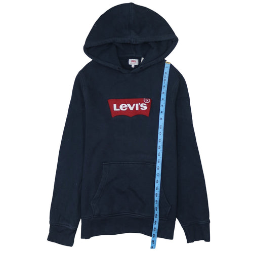Levi's Men's Blue Pullover Hoodie Small Logo Fleece Sweatshirt