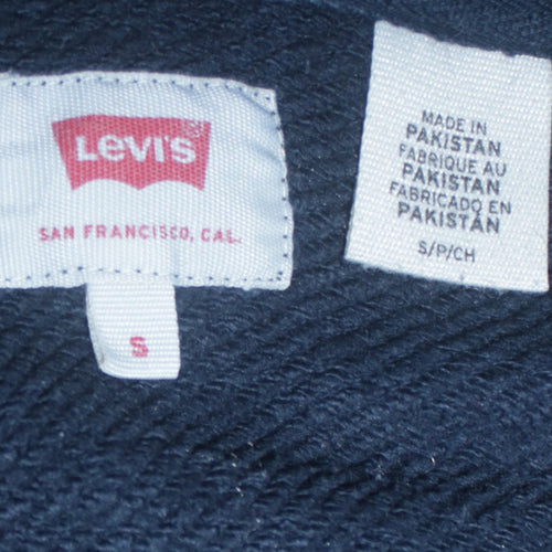 Levi's Men's Blue Pullover Hoodie Small Logo Fleece Sweatshirt
