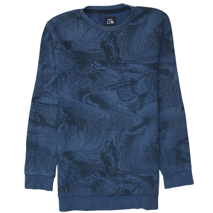 Quiksilver Men's Blue Graphic Crew Neck Pullover Sweatshirt Size S