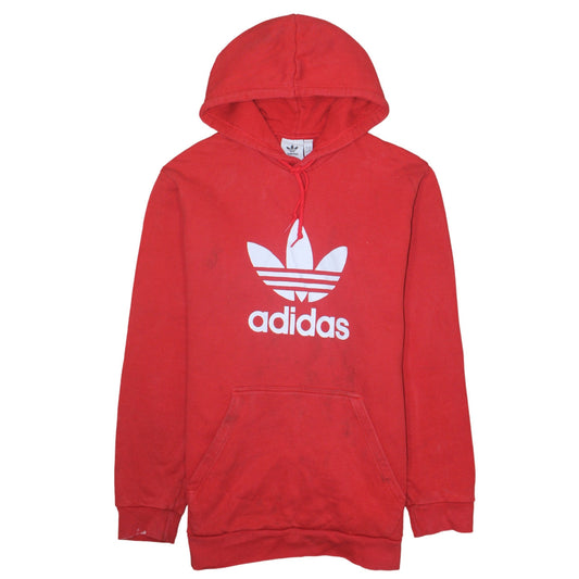 Adidas Men's Red XL Pullover Hoodie with Logo Graphic Print