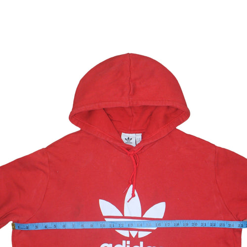 Adidas Men's Red XL Pullover Hoodie with Logo Graphic Print
