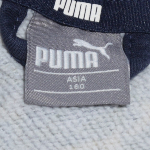 Puma Boys Blue Grey Full Zip Hoodie Size 12-13 Years Graphic Print