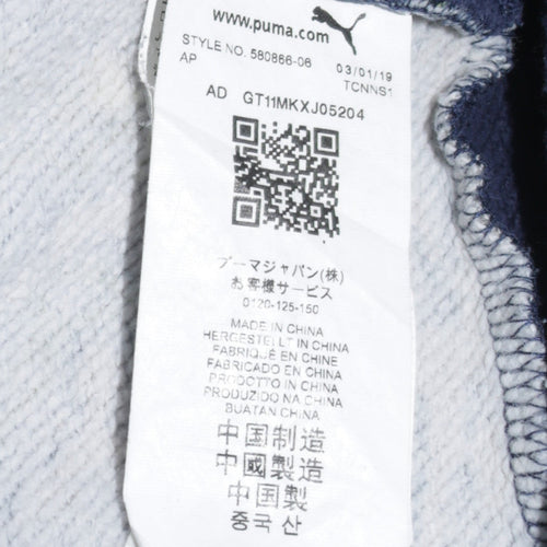 Puma Boys Blue Grey Full Zip Hoodie Size 12-13 Years Graphic Print