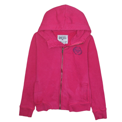 Diesel Womens Pink Full Zip Hoodie Medium Cotton Blend