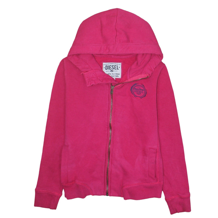 Diesel Womens Pink Full Zip Hoodie Medium Cotton Blend