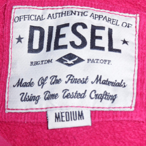Diesel Womens Pink Full Zip Hoodie Medium Cotton Blend