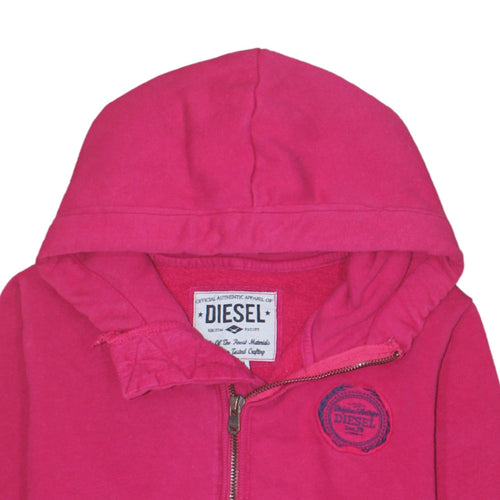 Diesel Womens Pink Full Zip Hoodie Medium Cotton Blend