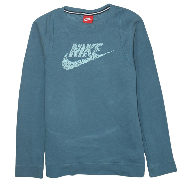 Nike Boys Blue Pullover Sweatshirt XL 13-15 Years Crew Neck Logo Print