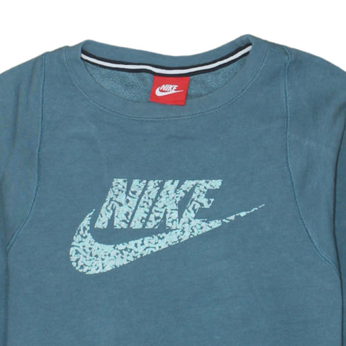 Nike Boys Blue Pullover Sweatshirt XL 13-15 Years Crew Neck Logo Print