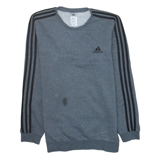 adidas Men’s Grey Crew Neck Sweatshirt L Pullover Fleece Sportswear