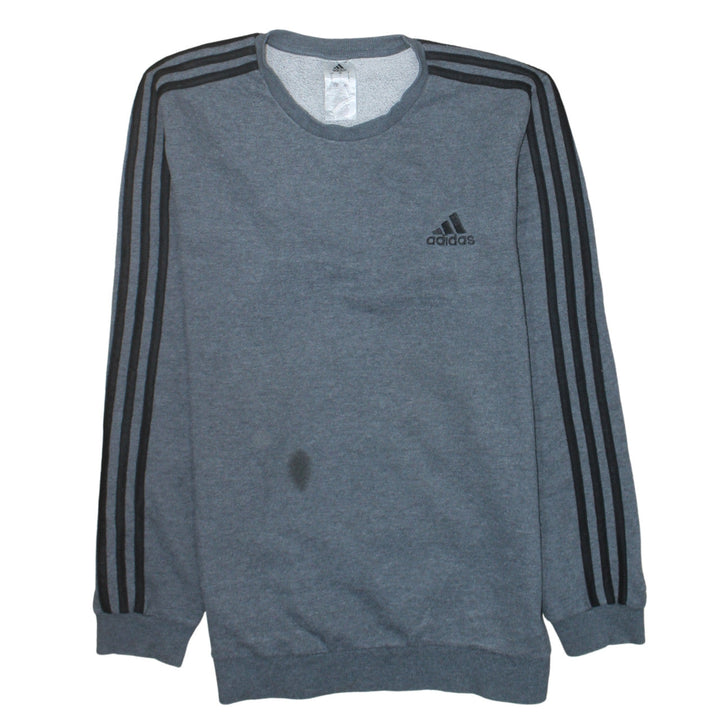 adidas Men’s Grey Crew Neck Sweatshirt L Pullover Fleece Sportswear