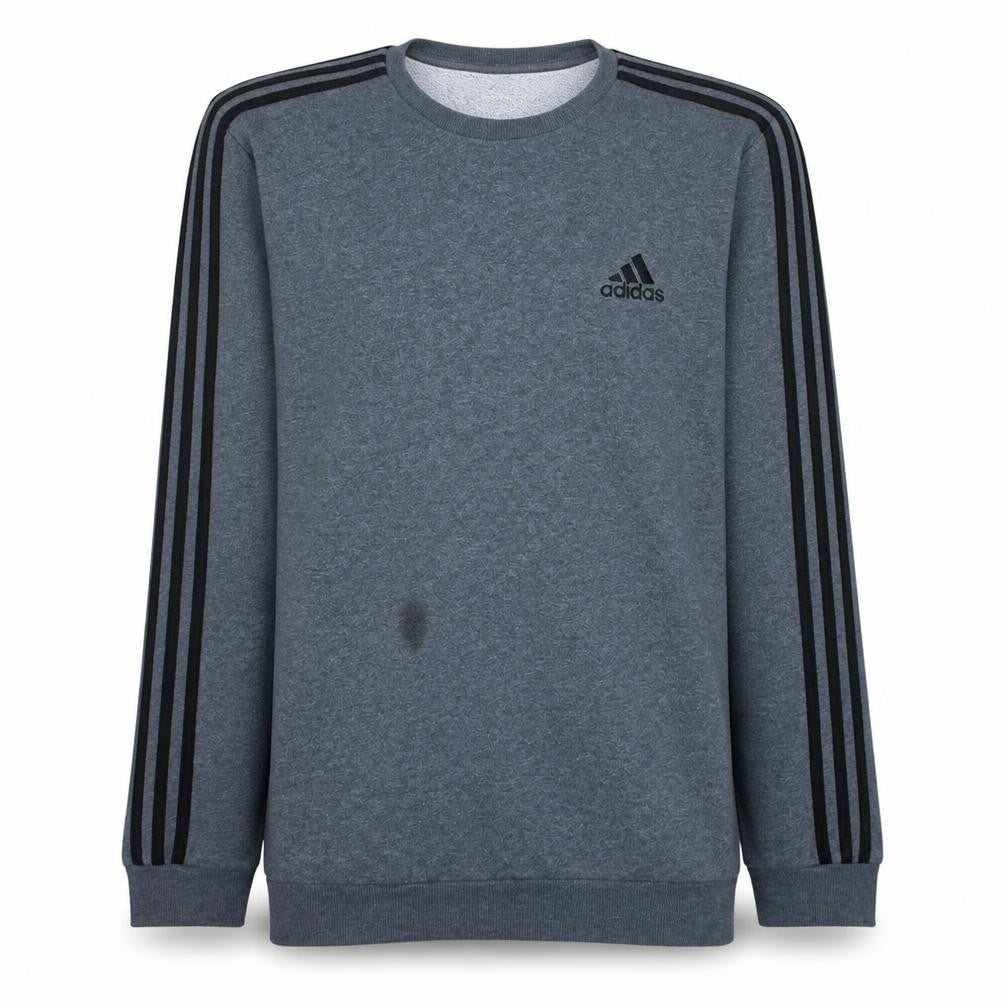 Front view of adidas Men’s Grey Crew Neck Sweatshirt L Pullover Fleece Sportswear
