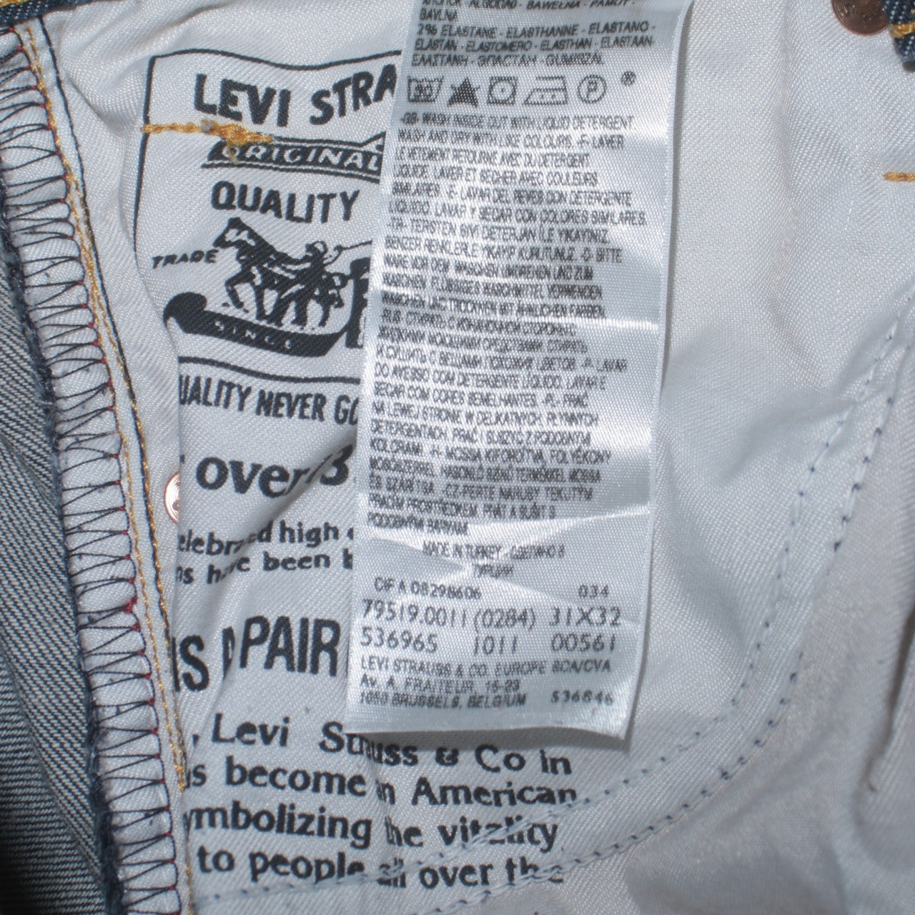 Levi's Men's Blue 33x32 Straight Leg Denim Jeans Regular Fit