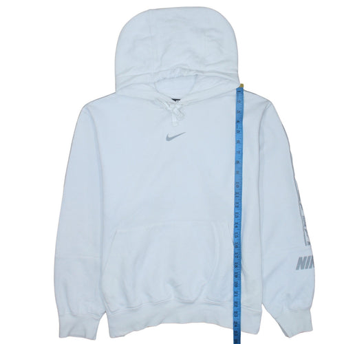 Nike Men White Pullover Hoodie S Sports Logo Fleece Sweatshirt