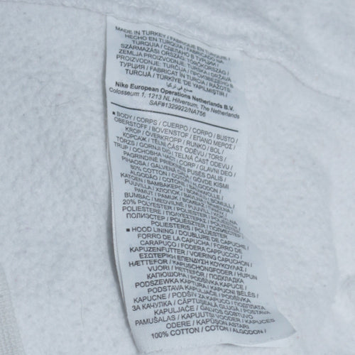 Nike Men White Pullover Hoodie S Sports Logo Fleece Sweatshirt