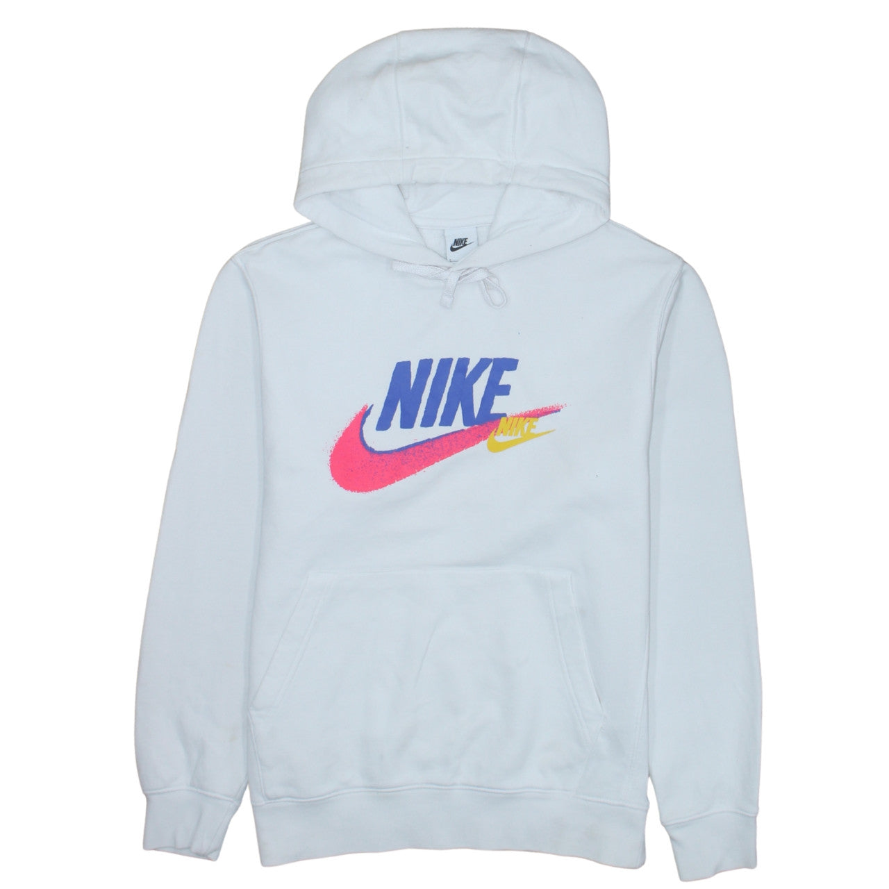 Nike Women's White Pullover Hoodie Small Logo Print Cotton Blend