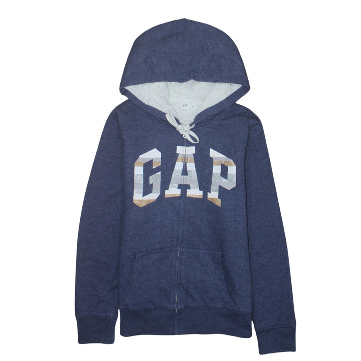 GAP Womens Blue Full Zip Hooded Sweatshirt Size S Sherpa Lined