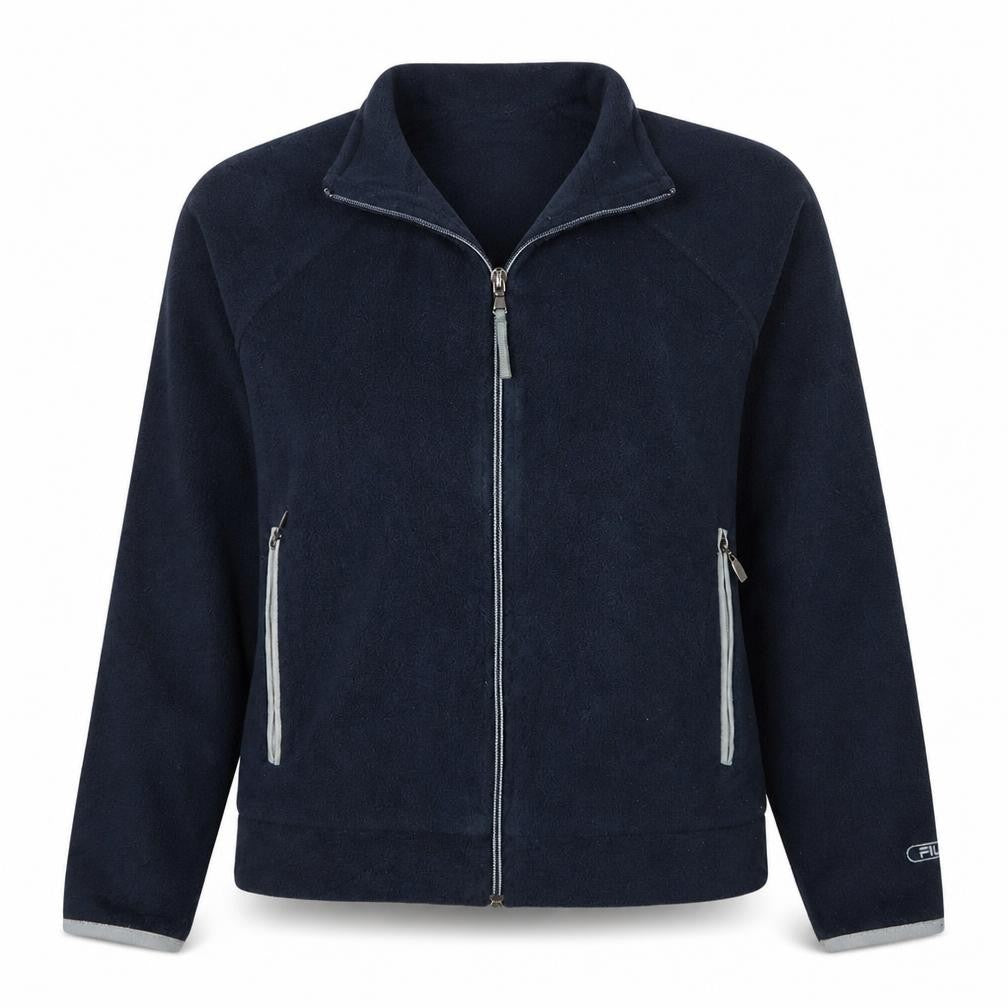 Front view of Fila Women's Blue Fleece Full Zip Jacket, size S