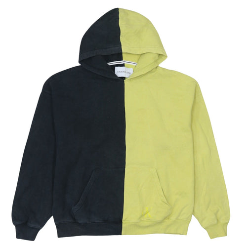 Calvin Klein Jeans Womens Black & Yellow Pullover Hoodie M Cotton Colourblock