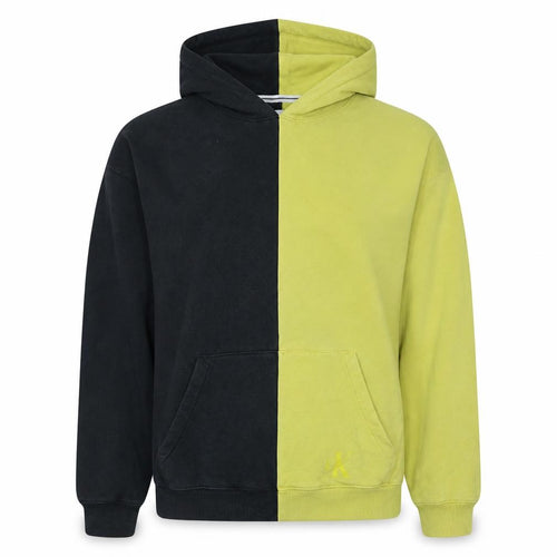 Calvin Klein Jeans Womens Black & Yellow Pullover Hoodie M Cotton Colourblock