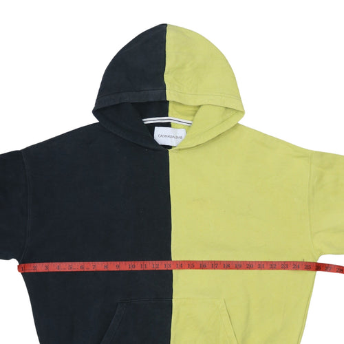 Calvin Klein Jeans Womens Black & Yellow Pullover Hoodie M Cotton Colourblock