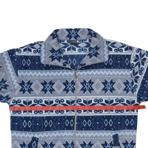 Lindamoda Men's Blue Fair Isle Fleece Zip Jacket Size M