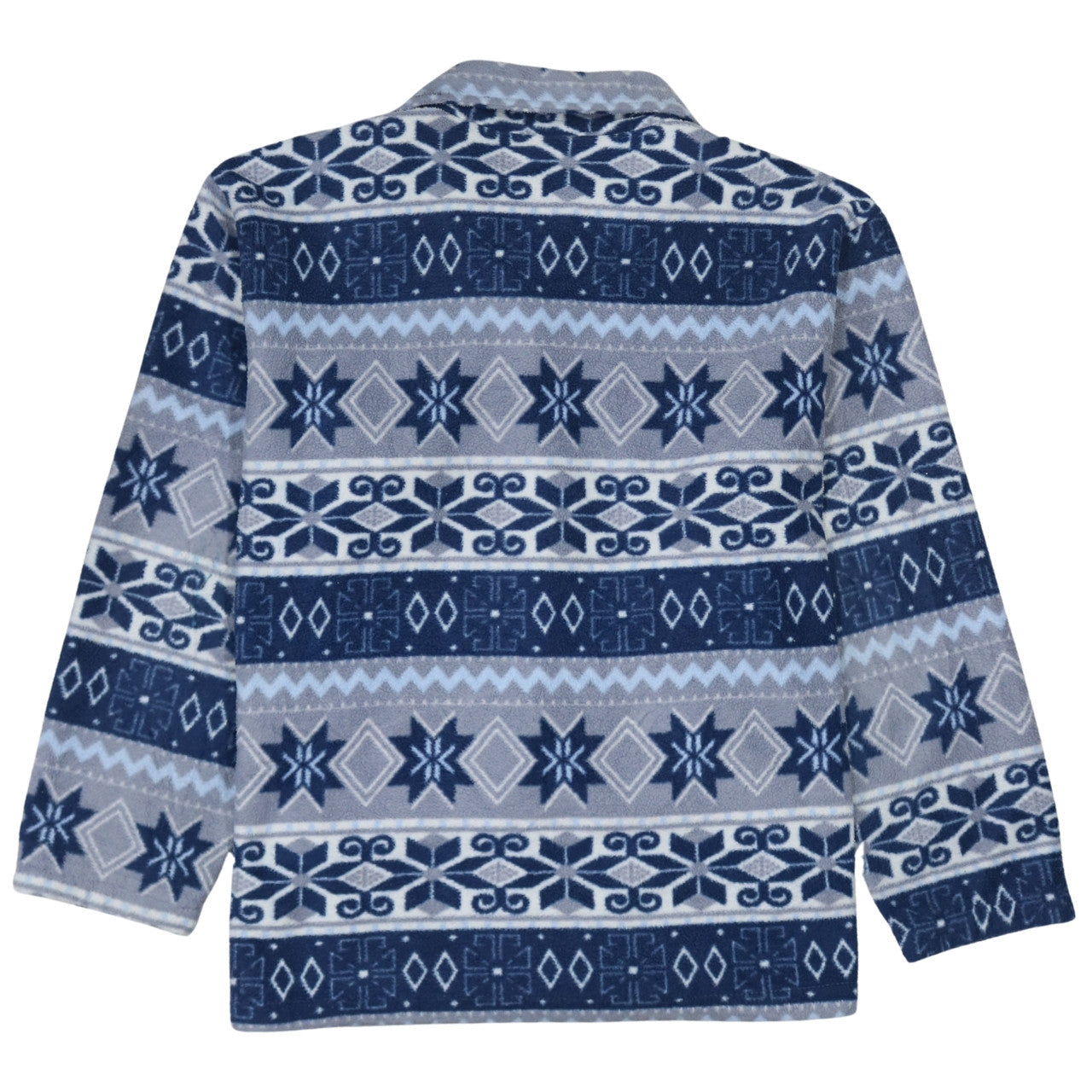 Lindamoda Men's Blue Fair Isle Fleece Zip Jacket Size M