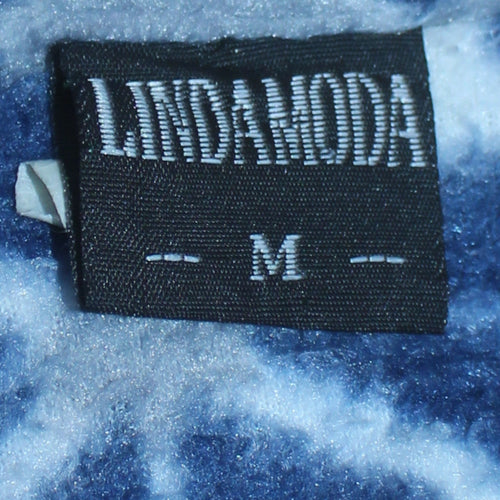 Lindamoda Men's Blue Fair Isle Fleece Zip Jacket Size M