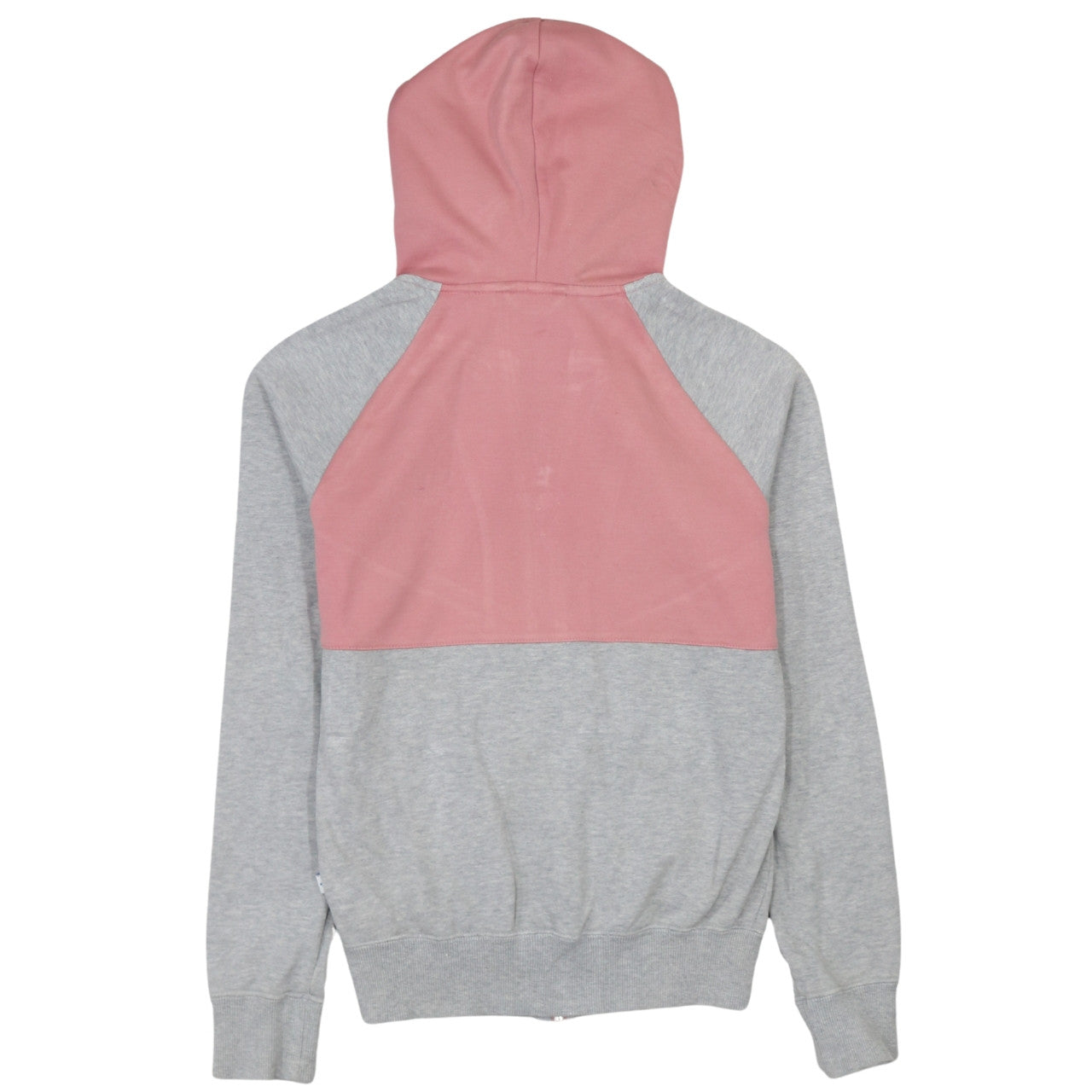 Adidas Womens Grey Pink Full Zip Hoodie Size 8 Colourblock Hooded Sweatshirt
