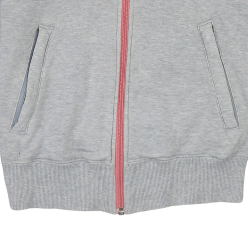 Adidas Womens Grey Pink Full Zip Hoodie Size 8 Colourblock Hooded Sweatshirt