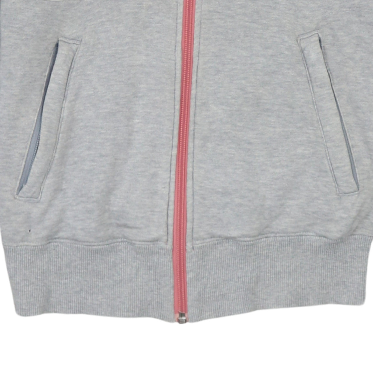 Adidas Womens Grey Pink Full Zip Hoodie Size 8 Colourblock Hooded Sweatshirt