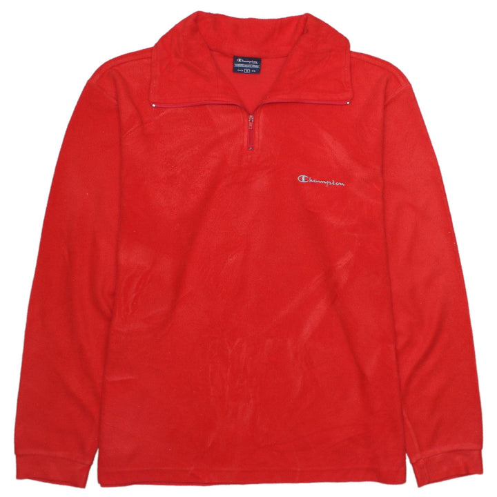 Champion Mens Red Fleece Quarter Zip Pullover Sweatshirt Size M