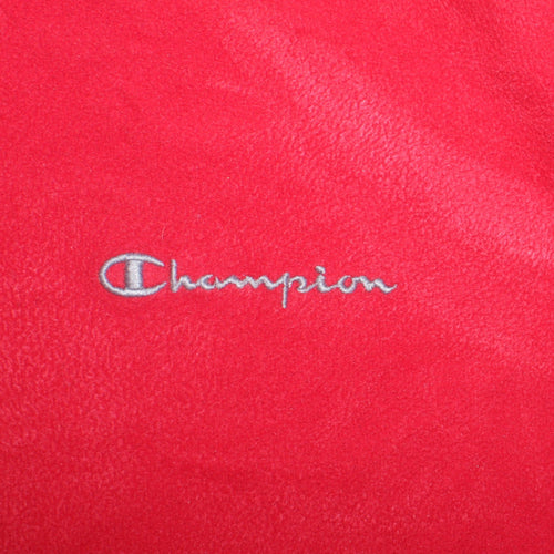 Champion Mens Red Fleece Quarter Zip Pullover Sweatshirt Size M