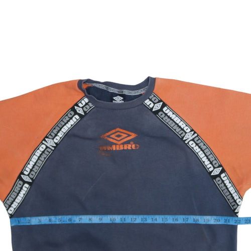 Umbro Men's Blue Orange Logo Crew Neck Sweatshirt Size S