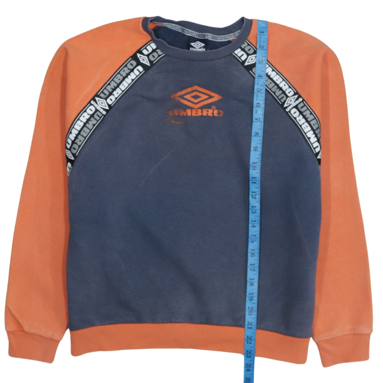 Umbro Men's Blue Orange Logo Crew Neck Sweatshirt Size S