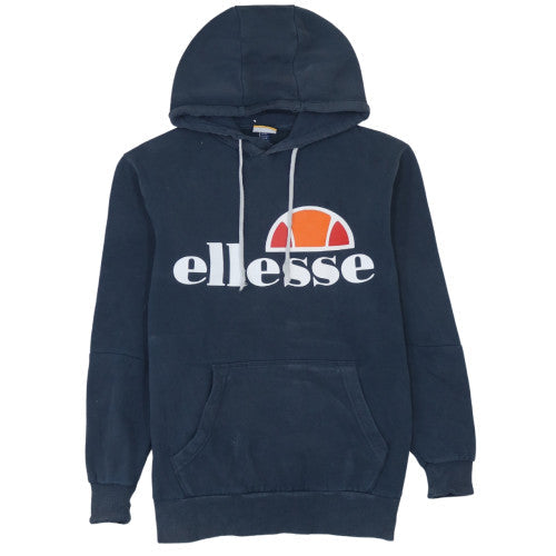 Ellesse Mens Blue Pullover Hoodie Small Logo Graphic Fleece