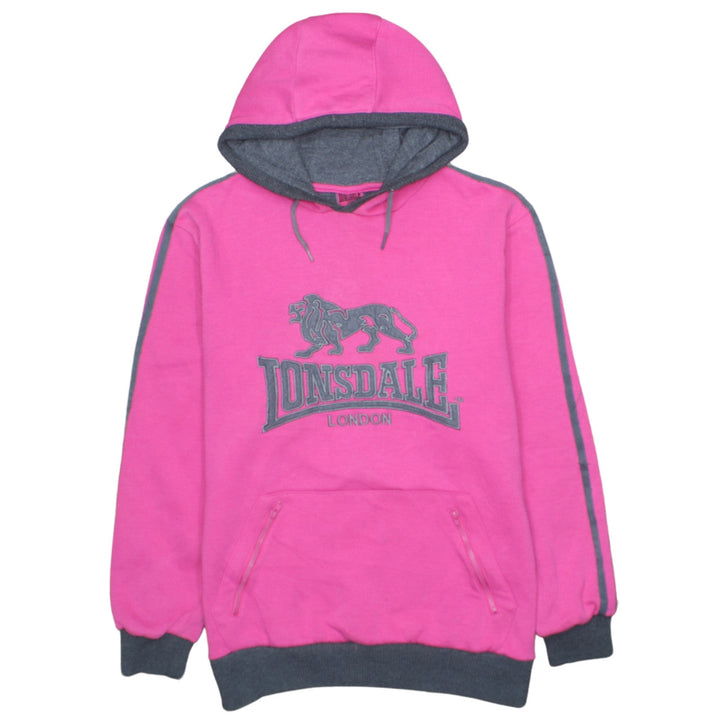 Lonsdale Women Pink Pullover Hoodie Size 14 Logo Sportswear