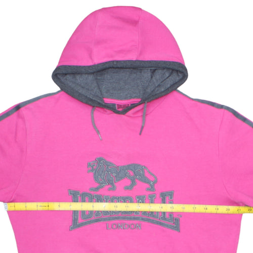 Lonsdale Women Pink Pullover Hoodie Size 14 Logo Sportswear