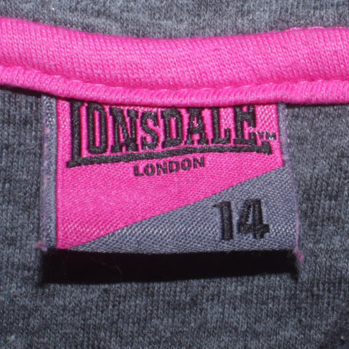 Lonsdale Women Pink Pullover Hoodie Size 14 Logo Sportswear