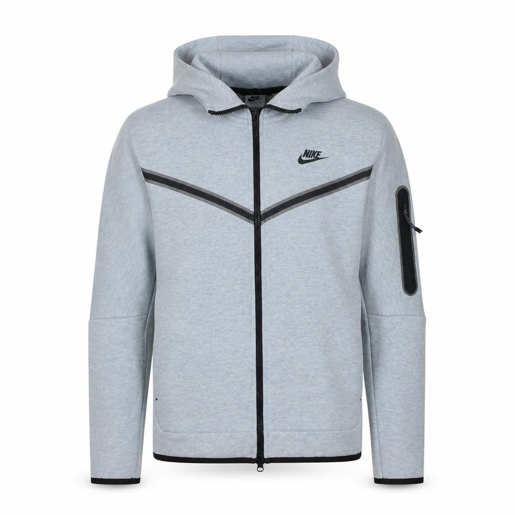 Front view of Nike Men's Grey Full Zip Hoodie, size S, Sports Training