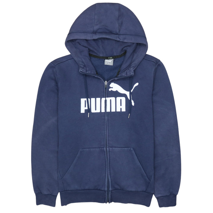 Puma Mens Blue Full Zip Hoodie Small Regular Fit Logo Sweatshirt
